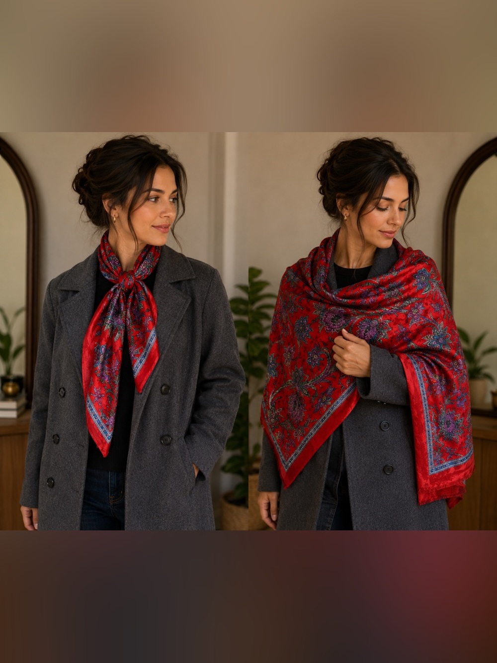 Art of the scarf tie rack red scarf.